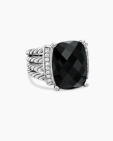 Wheaton® Ring in Sterling Silver with Black Onyx and Diamonds, 16mm